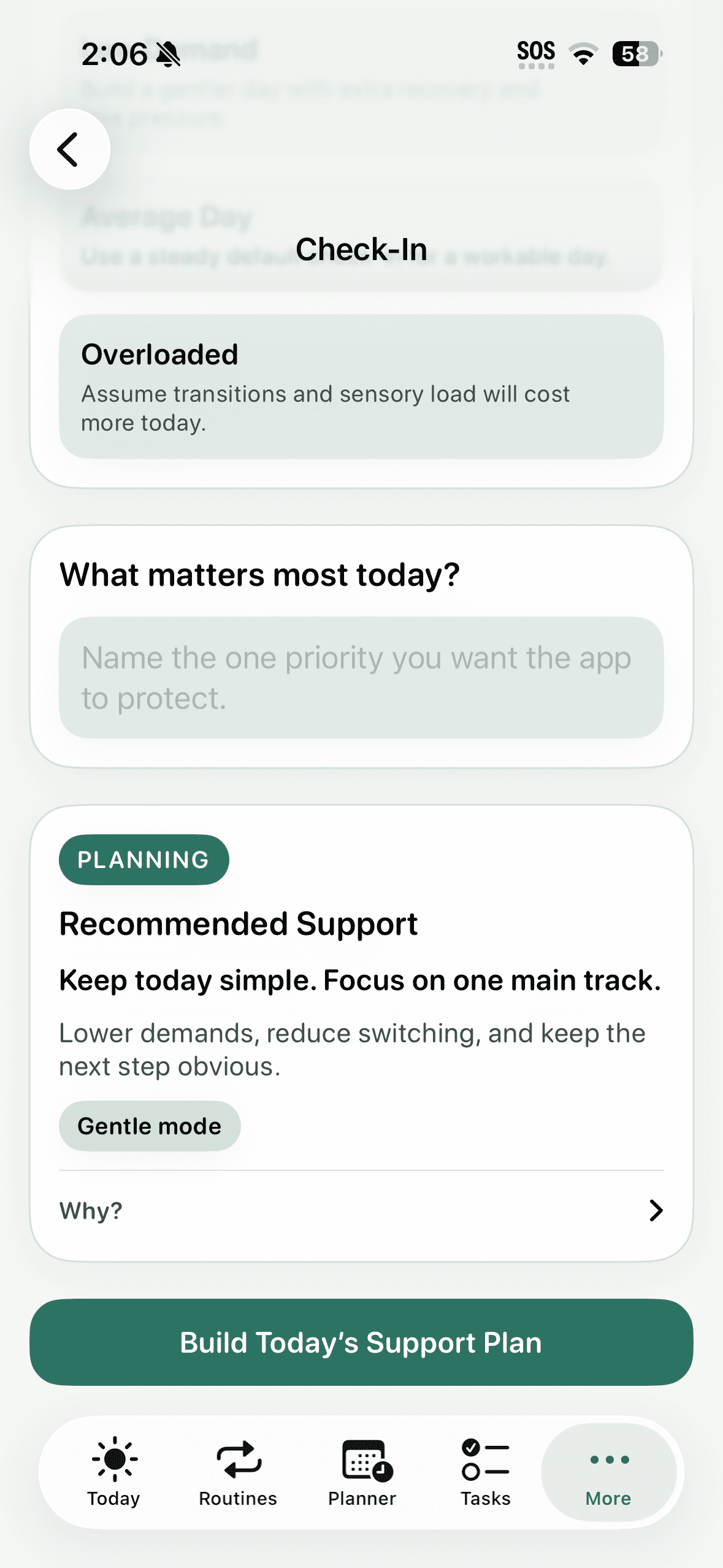 Minimum support Time Anchor app screen